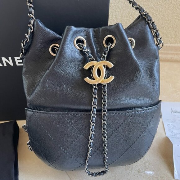 Chanel Quilted Calf Small Bucket Gabrielle Black -Excellent Condition! - Picture 1 of 16